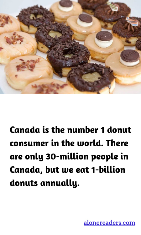Canada is the number 1 donut consumer in the world. There are only 30-million people in Canada, but we eat 1-billion donuts annually.