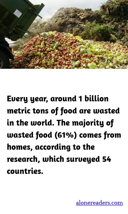 Every year, around 1 billion metric tons of food are wasted in the world. The majority of wasted food (61%) comes from homes, according to the research, which surveyed 54 countries.