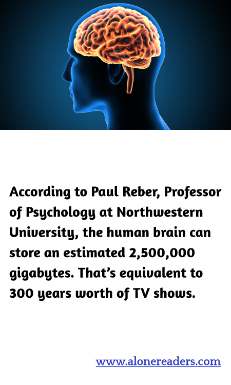 According to Paul Reber, Professor of Psychology at Northwestern University, the human brain can store an estimated 2,500,000 gigabytes. That’s equivalent to 300 years worth of TV shows.