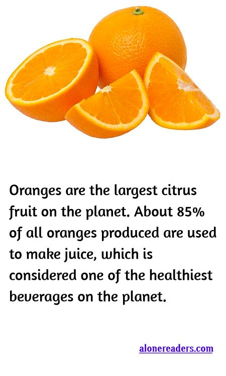 <p><span style="background-color:#ffffff; color:#000000; font-family:Roboto,RobotoDraft,Helvetica,Arial,sans-serif; font-size:13px">Oranges are the largest citrus fruit on the planet. About 85% of all oranges produced are used to make juice, which is considered one of the healthiest beverages on the planet.</span></p>
