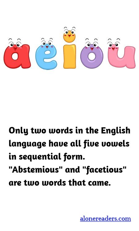 Only two words in the English language have all five vowels in sequential form. "Abstemious" and "facetious" are two words that came.