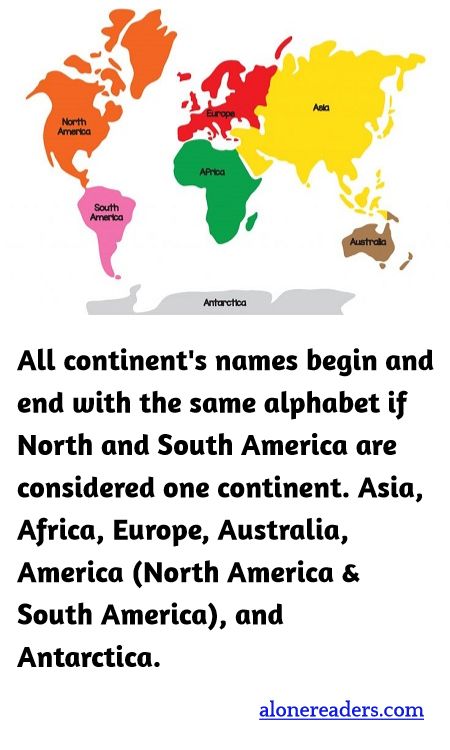 All continent's names begin and end with the same alphabet if North and South America are considered one continent. Asia, Africa, Europe, Australia, America (North America & South America), and Antarctica.