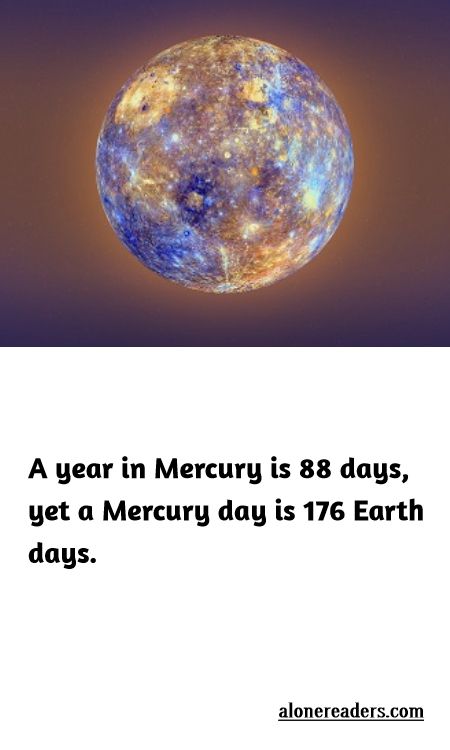 <p>A year in Mercury is 88 days, yet a Mercury day is 176 Earth days.</p>
