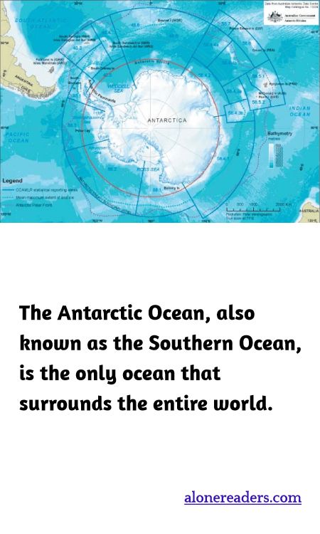 The Antarctic Ocean, also known as the Southern Ocean, is the only ocean that surrounds the entire world.