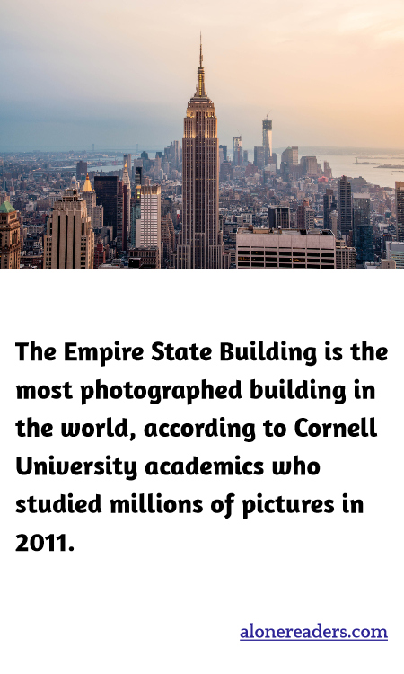 The Empire State Building is the most photographed building in the world, according to Cornell University academics who studied millions of pictures in 2011.