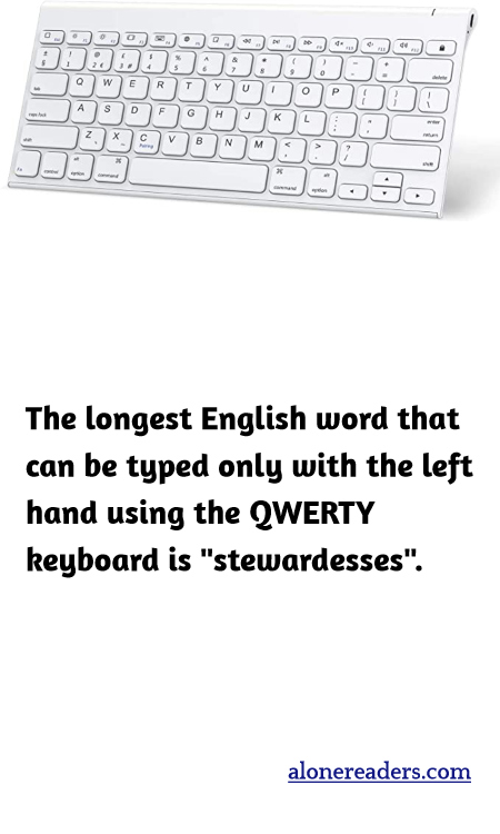 The longest English word that can be typed only with the left hand using the QWERTY keyboard is "stewardesses".