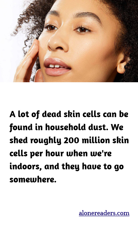A lot of dead skin cells can be found in household dust. We shed roughly 200 million skin cells per hour when we're indoors, and they have to go somewhere.