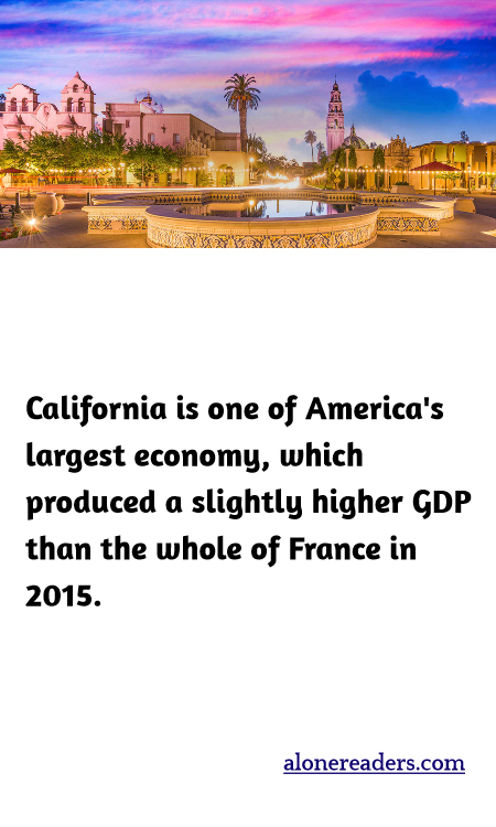 California is one of America's largest economy, which produced a slightly higher GDP than the whole of France in 2015.