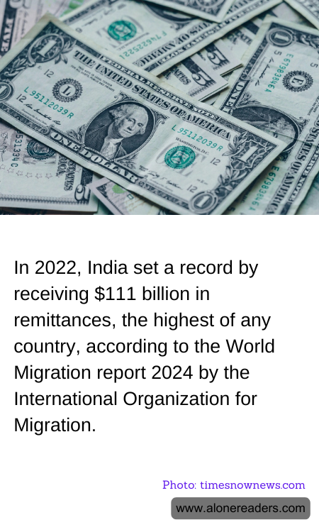 In 2022, India set a record by receiving $111 billion in remittances, the highest of any country, according to the World Migration report 2024 by the International Organization for Migration.