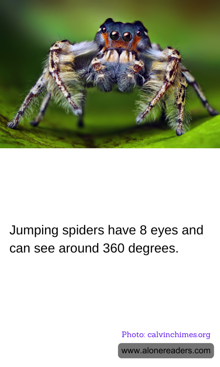 Jumping spiders have 8 eyes and can see around 360 degrees.