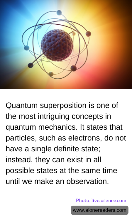 Quantum superposition is one of the most intriguing concepts in quantum mechanics. It states that particles, such as electrons, do not have a single definite state; instead, they can exist in all possible states at the same time until we make an observation.