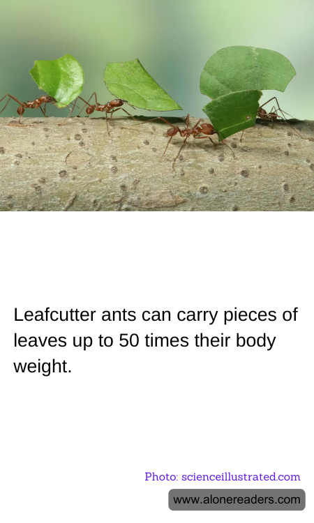 Leafcutter ants can carry pieces of leaves up to 50 times their body weight.