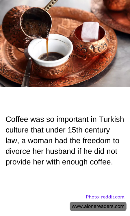 Coffee was so important in Turkish culture that under 15th century law, a woman had the freedom to divorce her husband if he did not provide her with enough coffee.