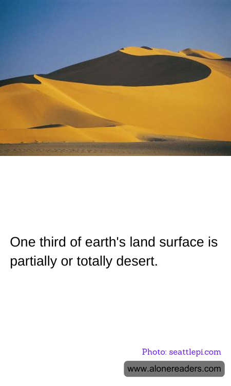 One third of earth's land surface is partially or totally desert.
