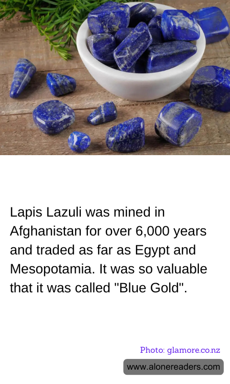 Lapis Lazuli was mined in Afghanistan for over 6,000 years and traded as far as Egypt and Mesopotamia. It was so valuable that it was called "Blue Gold".