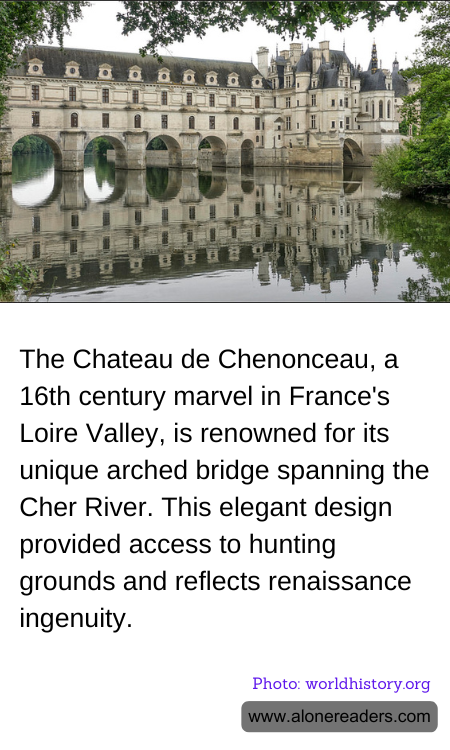 The Chateau de Chenonceau, a 16th century marvel in France's Loire Valley, is renowned for its unique arched bridge spanning the Cher River. This elegant design provided access to hunting grounds and reflects renaissance ingenuity.