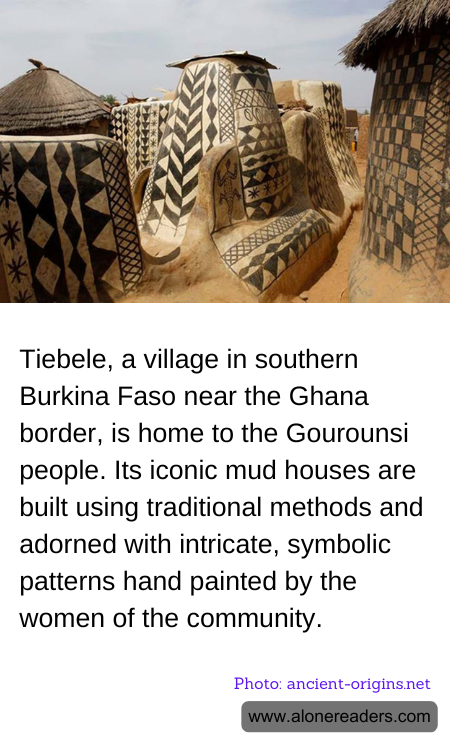 Tiebele, a village in southern Burkina Faso near the Ghana border, is home to the Gourounsi people. Its iconic mud houses are built using traditional methods and adorned with intricate, symbolic patterns hand painted by the women of the community.