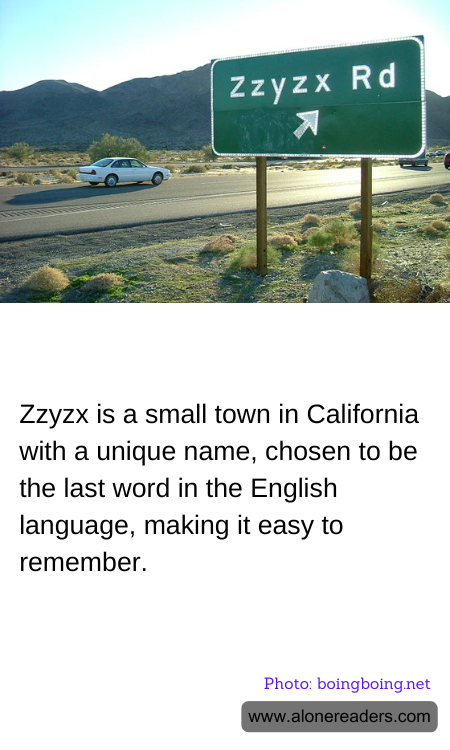 Zzyzx is a small town in California with a unique name, chosen to be the last word in the English language, making it easy to remember.