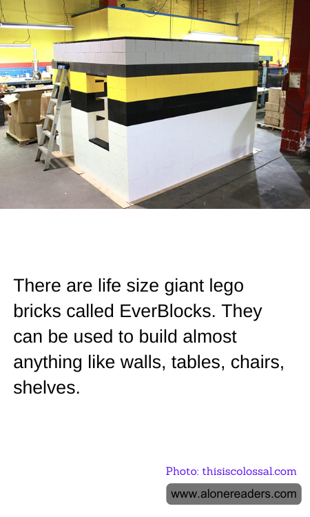 There are life size giant lego bricks called EverBlocks. They can be used to build almost anything like walls, tables, chairs, shelves.