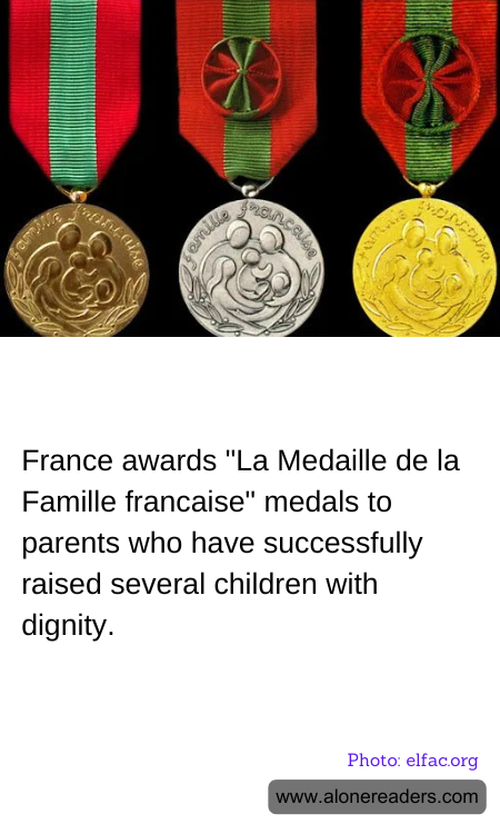 France awards "La Medaille de la Famille francaise" medals to parents who have successfully raised several children with dignity.