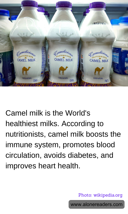 Camel milk is the World's healthiest milks. According to nutritionists, camel milk boosts the immune system, promotes blood circulation, avoids diabetes, and improves heart health.