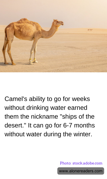 Camel's ability to go for weeks without drinking water earned them the nickname "ships of the desert." It can go for 6-7 months without water during the winter.