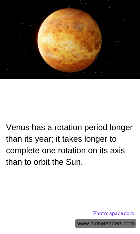 Venus has a rotation period longer than its year; it takes longer to complete one rotation on its axis than to orbit the Sun.