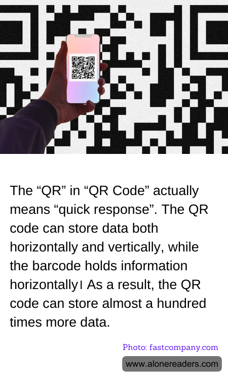 The “QR” in “QR Code” actually means “quick response”. The QR code can store data both horizontally and vertically, while the barcode holds information horizontally? As a result, the QR code can store almost a hundred times more data.