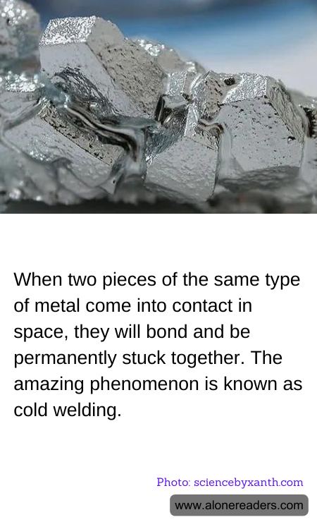 When two pieces of the same type of metal come into contact in space, they will bond and be permanently stuck together. The amazing phenomenon is known as cold welding.