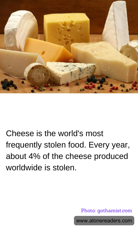 Cheese is the world's most frequently stolen food. Every year, about 4% of the cheese produced worldwide is stolen.