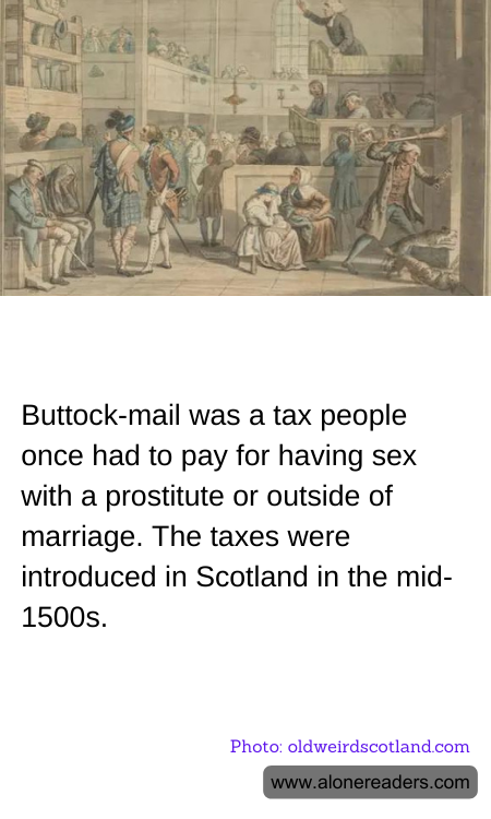 Buttock-mail was a tax people once had to pay for having sex with a prostitute or outside of marriage. The taxes were introduced in Scotland in the mid-1500s.