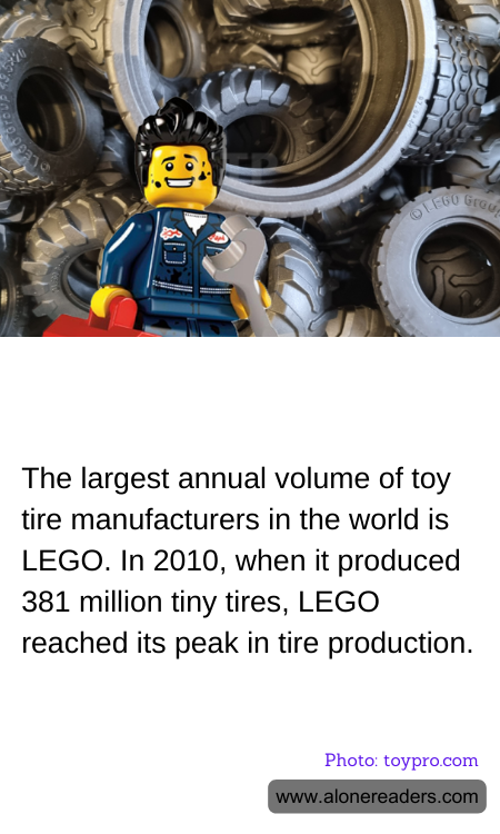 The largest annual volume of toy tire manufacturers in the world is LEGO. In 2010, when it produced 381 million tiny tires, LEGO reached its peak in tire production.