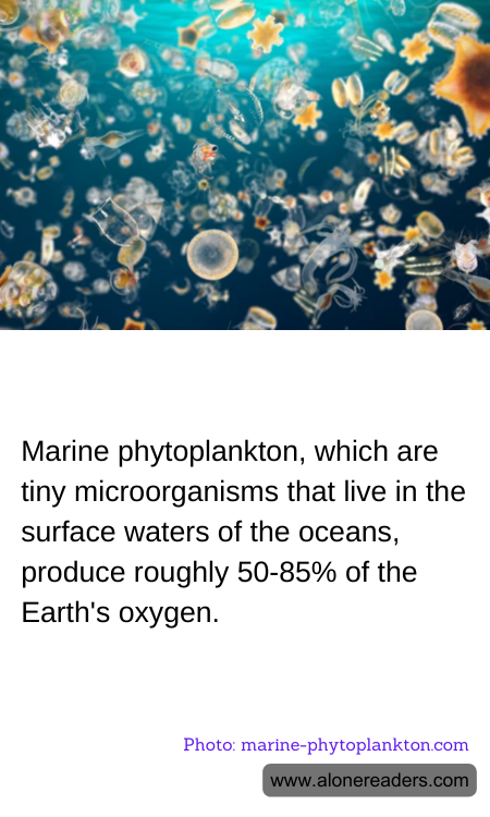 Marine phytoplankton, which are tiny microorganisms that live in the surface waters of the oceans, produce roughly 50-85% of the Earth's oxygen.