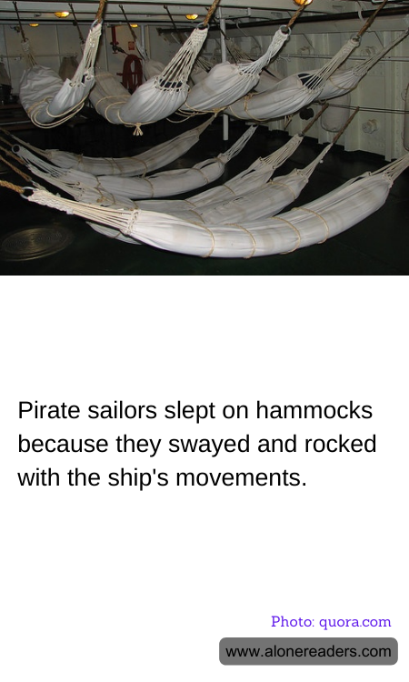 Pirate sailors slept on hammocks because they swayed and rocked with the ship's movements.