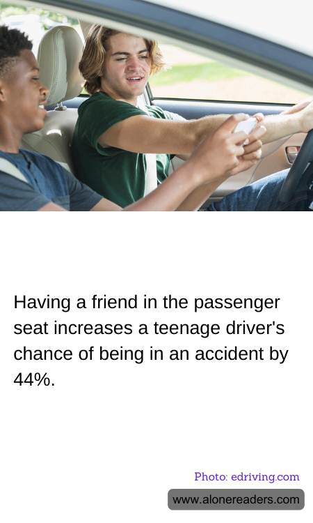 Having a friend in the passenger seat increases a teenage driver's chance of being in an accident by 44%.