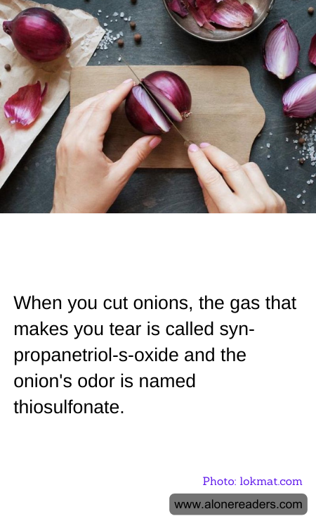 When you cut onions, the gas that makes you tear is called syn-propanetriol-s-oxide and the onion's odor is named thiosulfonate.