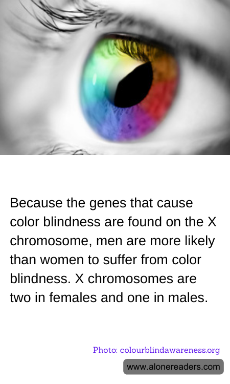 Because the genes that cause color blindness are found on the X chromosome, men are more likely than women to suffer from color blindness. X chromosomes are two in females and one in males.