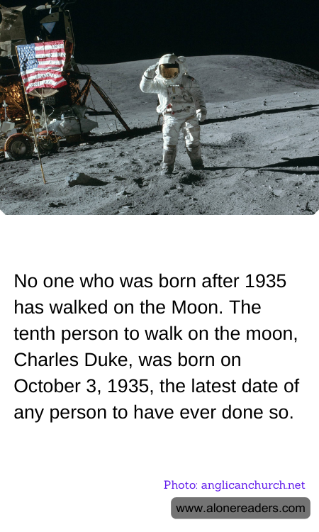 No one who was born after 1935 has walked on the Moon. The tenth person to walk on the moon, Charles Duke, was born on October 3, 1935, the latest date of any person to have ever done so.