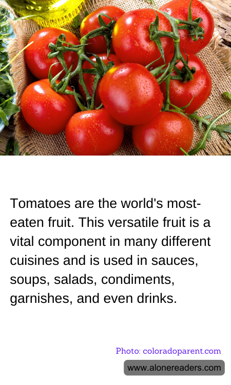 Tomatoes are the world's most-eaten fruit. This versatile fruit is a vital component in many different cuisines and is used in sauces, soups, salads, condiments, garnishes, and even drinks.