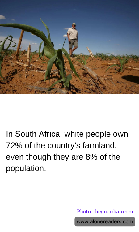 In South Africa, white people own 72% of the country's farmland, even though they are 8% of the population.