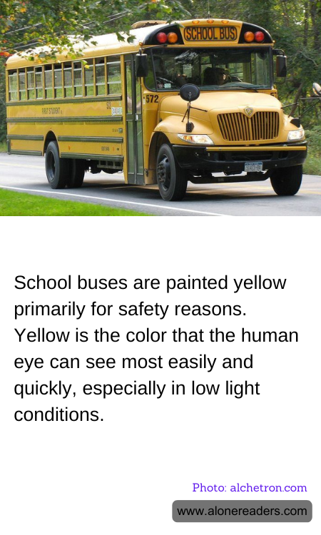School buses are painted yellow primarily for safety reasons. Yellow is the color that the human eye can see most easily and quickly, especially in low light conditions.