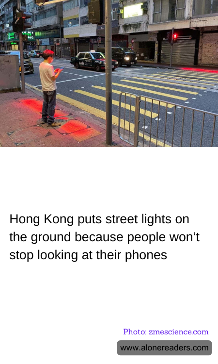 Hong Kong puts street lights on the ground because people won’t stop looking at their phones