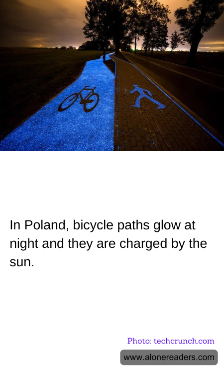In Poland, bicycle paths glow at night and they are charged by the sun.