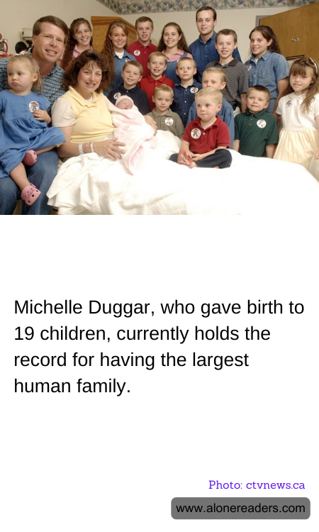 Michelle Duggar, who gave birth to 19 children, currently holds the record for having the largest human family.