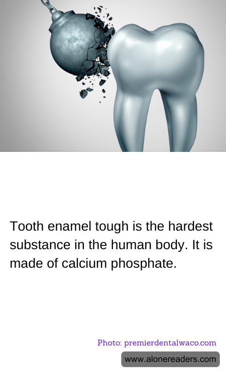 Tooth enamel tough is the hardest substance in the human body. It is made of calcium phosphate.
