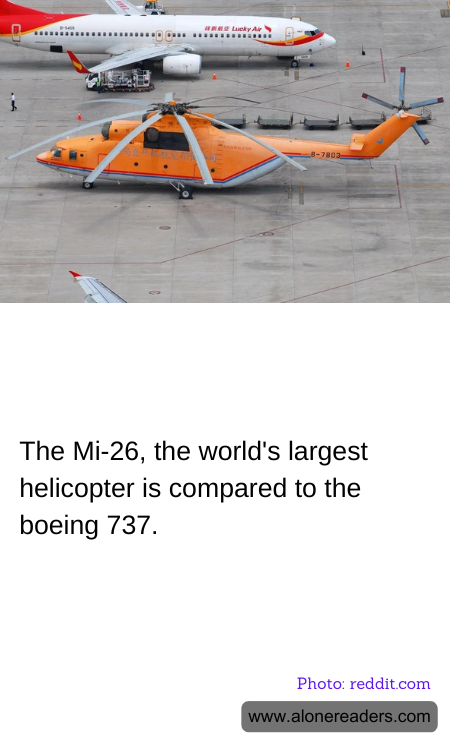 The Mi-26, the world's largest helicopter is compared to the boeing 737.