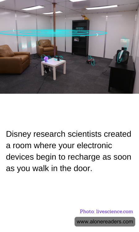 Disney research scientists created a room where your electronic devices begin to recharge as soon as you walk in the door.