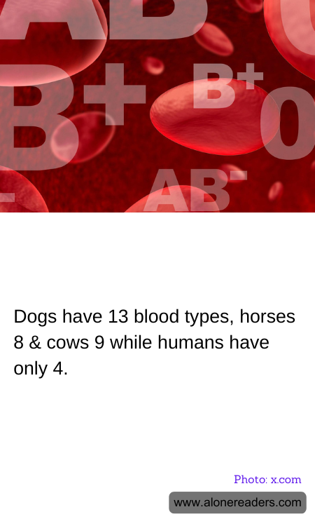 Dogs have 13 blood types, horses 8 & cows 9 while humans have only 4.