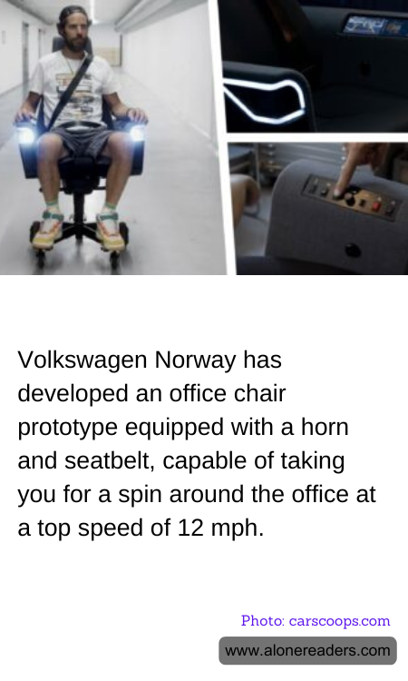 Volkswagen Norway has developed an office chair prototype equipped with a horn and seatbelt, capable of taking you for a spin around the office at a top speed of 12 mph.