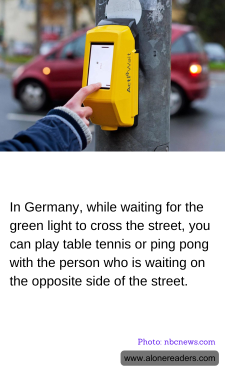 In Germany, while waiting for the green light to cross the street, you can play table tennis or ping pong with the person who is waiting on the opposite side of the street.